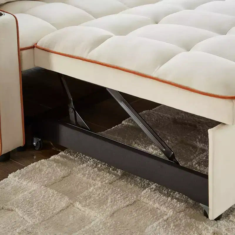 Canapé-lit pliable 3-en-1 Zeus & Ruta polyvalent en velours avec dossier réglable, port USB, cendrier et support de téléphone pivotant
