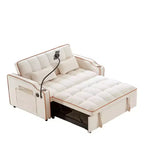 Canapé-lit pliable 3-en-1 Zeus & Ruta polyvalent en velours avec dossier réglable, port USB, cendrier et support de téléphone pivotant