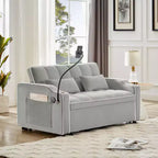 Canapé-lit pliable 3-en-1 Zeus & Ruta polyvalent en velours avec dossier réglable, port USB, cendrier et support de téléphone pivotant
