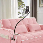 Canapé-lit pliable 3-en-1 Zeus & Ruta polyvalent en velours avec dossier réglable, port USB, cendrier et support de téléphone pivotant