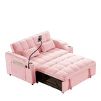Canapé-lit pliable 3-en-1 Zeus & Ruta polyvalent en velours avec dossier réglable, port USB, cendrier et support de téléphone pivotant