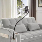 Canapé-lit pliable 3-en-1 Zeus & Ruta polyvalent en velours avec dossier réglable, port USB, cendrier et support de téléphone pivotant