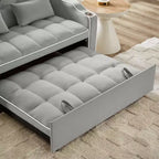 Canapé-lit pliable 3-en-1 Zeus & Ruta polyvalent en velours avec dossier réglable, port USB, cendrier et support de téléphone pivotant