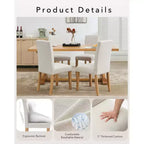 Lot de 2 chaises de salle à manger modernes en tissu, dossier incurvé ergonomique, pieds en bois robustes, capacité de 120 kg pour salle à manger, cuisine et bureau à domicile