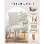 Lot de 2 chaises de salle à manger modernes en tissu, dossier incurvé ergonomique, pieds en bois robustes, capacité de 120 kg pour salle à manger, cuisine et bureau à domicile