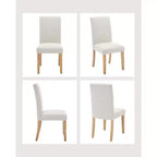 Lot de 2 chaises de salle à manger modernes en tissu, dossier incurvé ergonomique, pieds en bois robustes, capacité de 120 kg pour salle à manger, cuisine et bureau à domicile