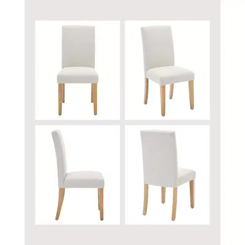 Lot de 2 chaises de salle à manger modernes en tissu, dossier incurvé ergonomique, pieds en bois robustes, capacité de 120 kg pour salle à manger, cuisine et bureau à domicile