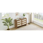Commode de ferme, commode à 6 tiroirs, commode, commode verticale avec poignées métalliques, armoire de rangement en bois pour chambre à coucher, salon, entrée
