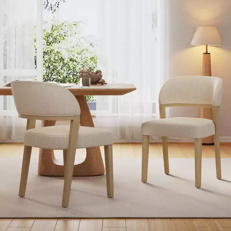 Lot de 2 chaises de salle à manger modernes rembourrées en bois d'hévéa Xayah Christopher Knight Home