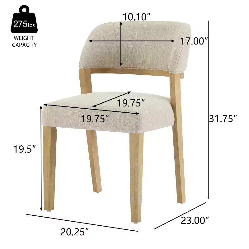 Lot de 2 chaises de salle à manger modernes rembourrées en bois d'hévéa Xayah Christopher Knight Home