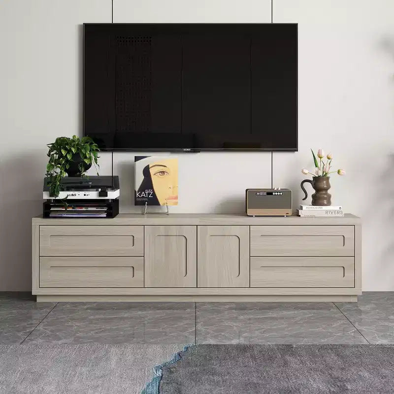 Famapy Light Wood - Grain TV Stand Entertainment Center with Drawers & Cabinets - Modern Living Room Media Storage