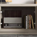 Meuble TV Famapy en bois clair - Meuble de divertissement avec tiroirs et placards - Rangement média moderne pour salon