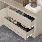 Meuble TV Famapy en bois clair - Meuble de divertissement avec tiroirs et placards - Rangement média moderne pour salon