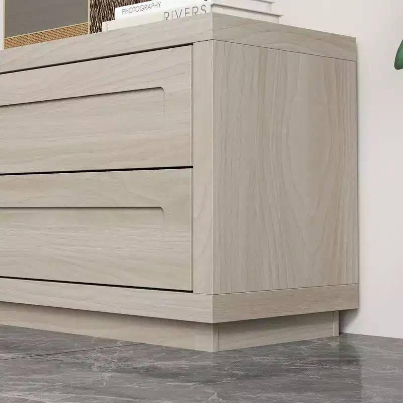 Meuble TV Famapy en bois clair - Meuble de divertissement avec tiroirs et placards - Rangement média moderne pour salon