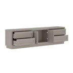 Meuble TV Famapy en bois clair - Meuble de divertissement avec tiroirs et placards - Rangement média moderne pour salon