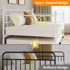 Lit de repos double avec tête de litSommier à lattes métalliques robuste, Cadre de canapé-lit pour chambre à coucher et salon, Aucun sommier tapissier requis, Montage facile