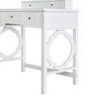 Coiffeuse élégante avec tabouret, miroir réversible et 5 tiroirs, ensemble de coiffeuse blanc, station de beauté peu encombrante - ModernLuxe