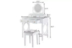 Coiffeuse élégante avec tabouret, miroir réversible et 5 tiroirs, ensemble de coiffeuse blanc, station de beauté peu encombrante - ModernLuxe