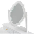 Coiffeuse élégante avec tabouret, miroir réversible et 5 tiroirs, ensemble de coiffeuse blanc, station de beauté peu encombrante - ModernLuxe