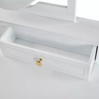 Coiffeuse élégante avec tabouret, miroir réversible et 5 tiroirs, ensemble de coiffeuse blanc, station de beauté peu encombrante - ModernLuxe