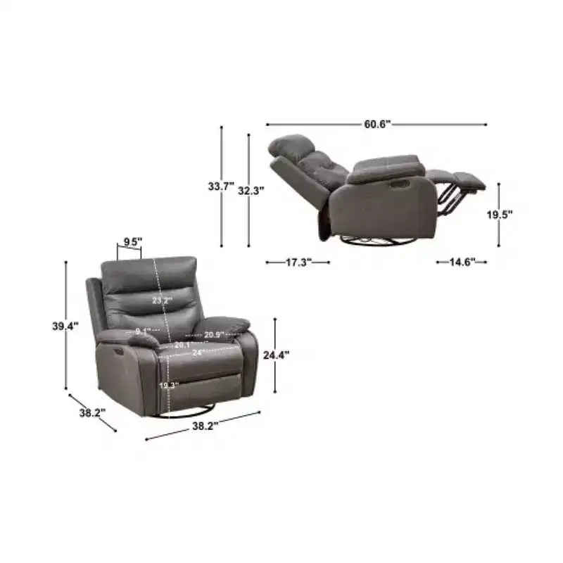 Fauteuil inclinable électrique Whisen Dual OKIN Motor avec ports de charge et appui-tête motorisé, pivotant à 240 degrés