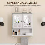 Armoire à pharmacie RoyalCraft pour salle de bain, rangement mural avec miroir, porte-serviettes et étagères réglables pour salle d'eau, buanderie, blanc