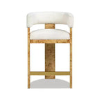 Jennifer Taylor Home Vavona 26.5 Burl Upholstered Barrel Back Counter Height Bar Stool, Polar Off-White Faux Shearling Fur