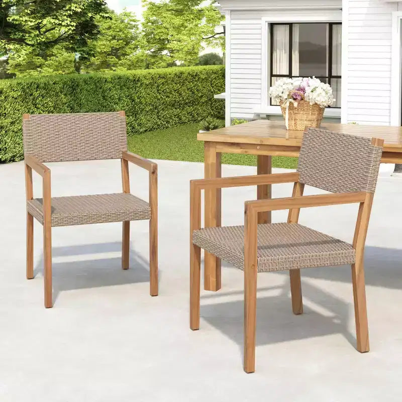 MAYEERTY Chaises de patio en osier 2 pièces résistantes aux intempéries avec assemblage facile