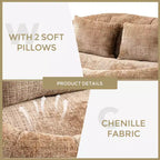 MAYEERTY Canapé Pouf Chenille Haut Dossier pour Intérieur et Extérieur