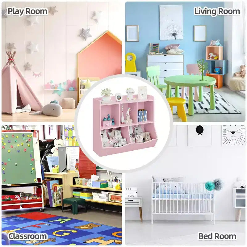 Bibliothèque enfant GustoWave, étagère à livres pour enfants, rangement de jouets, étagère à jouets pour enfants, armoire de rangement, idéale pour la salle de jeux, le salon, la chambre d'enfant.