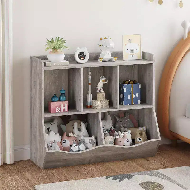 GustoWave Kids Bookshelf, Children Bookcase Toy Storage Cubby, Children's Toy Shelf, Storage Cabinet, Fit for Playroom, Living Room, Nursery