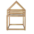 Lit superposé MAYEERTY en bois d'hévéa double avec échelle, barrières de sécurité, lit superposé en forme de maison, beige