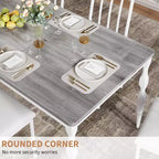 Table à manger pour 4-6 personnes, table de cuisine industrielle avec plateau en bois et pieds métalliques incurvés, meuble de salle à manger rectangulaire (180x90x76cm)