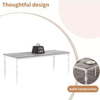 Table à manger pour 4-6 personnes, table de cuisine industrielle avec plateau en bois et pieds métalliques incurvés, meuble de salle à manger rectangulaire (180x90x76cm)