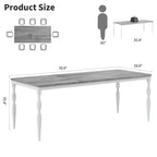 Table à manger pour 4-6 personnes, table de cuisine industrielle avec plateau en bois et pieds métalliques incurvés, meuble de salle à manger rectangulaire (180x90x76cm)