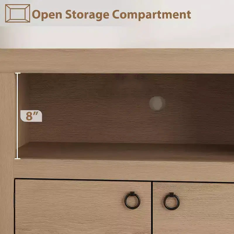 Meuble TV de ferme pour téléviseurs 75/80 pouces, long meuble de divertissement avec 6 tiroirs de rangement et étagère pour barre de son, consoles TV pour la maison