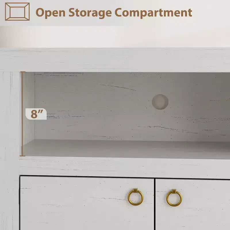 Meuble TV de ferme pour téléviseurs 75/80 pouces, long meuble de divertissement avec 6 tiroirs de rangement et étagère pour barre de son, consoles TV pour la maison