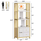 GustoWave, Bibliothèque 62" avec Porte et Cadre Métallique, Meuble de Rangement au Sol avec Vitrine