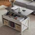 VINGLI Lift Top Coffee Table, White, with Hidden storage and shelves, Gas Lift Mesa De Centro para Sala Pop Up Coffee Table