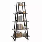 Étagère haute et étroite GustoWave avec étagères, étagère échelle, bibliothèque, organisateur de rangement 5 niveaux en bois et métal