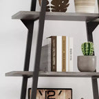 Étagère haute et étroite GustoWave avec étagères, étagère échelle, bibliothèque, organisateur de rangement 5 niveaux en bois et métal
