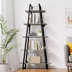 GustoWave Tall Narrow Bookcase with Shelves, Ladder Shelf, Bookshelf Bookcase, 5 Tier Wood and Metal Bookshelves Storage Organizer