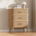 Garvee 3 Drawer Dresser, Mid-Century Modern Wicker Chest for Bedroom, Nightstand with Matte Black Handles and Wooden Legs, Spacious Storage