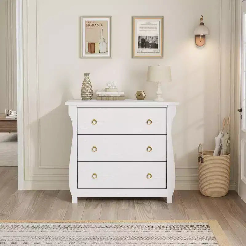 Drawer Dresser, Modern Fluted Dressers for Bedroom with Wood Top, Wooden Dresser & TV Stand,Clothes Storage for Living Room,Hallway