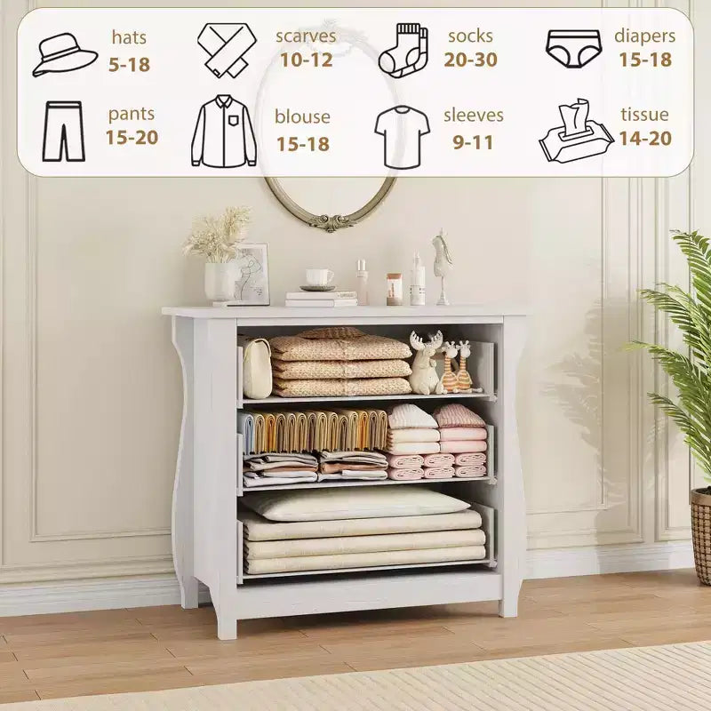 Commode de chambre à coucher, commode moderne avec façade cannelée en bois, meuble de rangement pour vêtements et meuble TV pour salon et couloir
