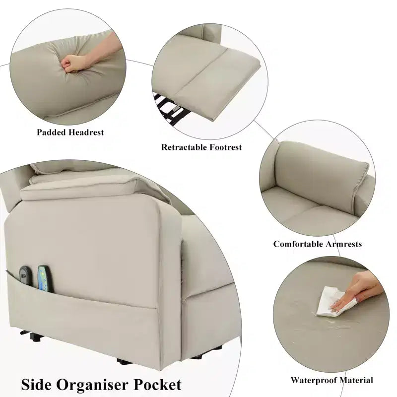 Fauteuils inclinables électriques LIKEPAY Power Lift en cuir PU avec 2 poches latérales, fauteuil de massage releveur avec massage 8 points