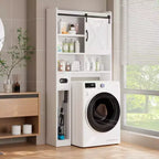 Meuble de rangement WC, étagères de salle de bain Organisateur d'espace, étagère de toilettes autoportante avec porte, dispositif anti-basculement, étagère réglable