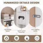 Meuble de rangement WC, étagères de salle de bain Organisateur d'espace, étagère de toilettes autoportante avec porte, dispositif anti-basculement, étagère réglable