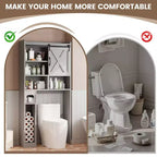 Meuble de rangement WC, étagères de salle de bain Organisateur d'espace, étagère de toilettes autoportante avec porte, dispositif anti-basculement, étagère réglable