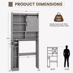Meuble de rangement WC, étagères de salle de bain Organisateur d'espace, étagère de toilettes autoportante avec porte, dispositif anti-basculement, étagère réglable